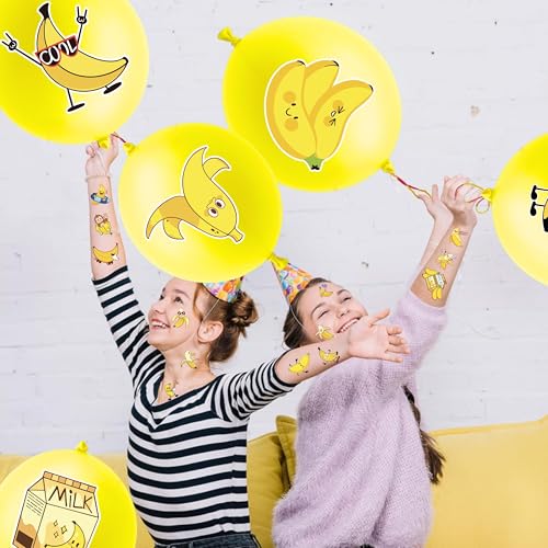 72-Piece Banana Party Favors - Tattoos & Balloons