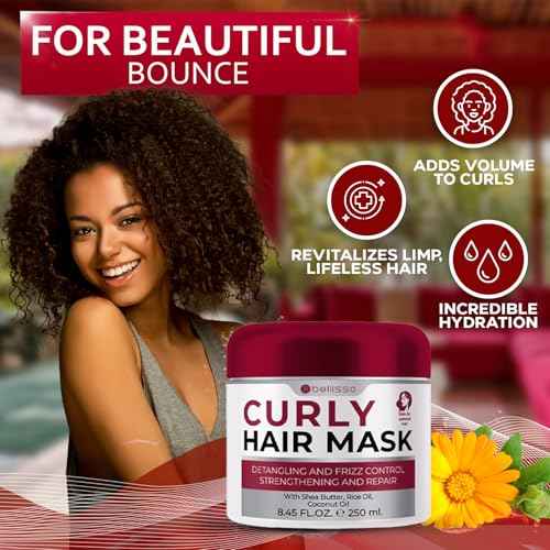 Curly Hair Mask - Deep Conditioning, Curl Enhancing Split End Repair for Women and Men - Strengthening Treatment Cream and Moisturizer Products for Dry, Damaged, Frizzy Hair - Anti Breakage Solution