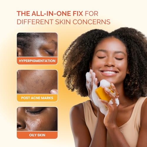 PLANTIFIQUE Kojic Acid Soap for Hyperpigmentation - Turmeric Soap 2 Bars with Hyaluronic Acid, Collagen, Vitamin C for Dark Spots - Face Wash for Women and Men, Vegan Skincare, 160g / 5.64 oz