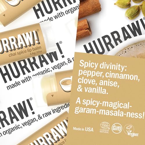Hurraw! Chai Spice Lip Balm, 2 Pack: Organic, Certified Vegan, Cruelty and Gluten Free. Non-GMO, 100% Natural Ingredients. Bee, Shea, Soy and Palm Free. Made in USA