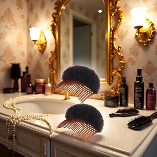 2-Piece Brown Hair Styling Foam Pads with Clips