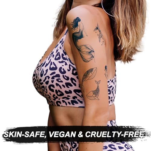 8 Sheets Semi-Permanent Whale Shark Tattoos ? Long Lasting 1-2 Week Premium Fake Tattoos ? Plant-Based Waterproof Realistic Body Art Tattoo Stickers for Adults Men Women Girls Kids