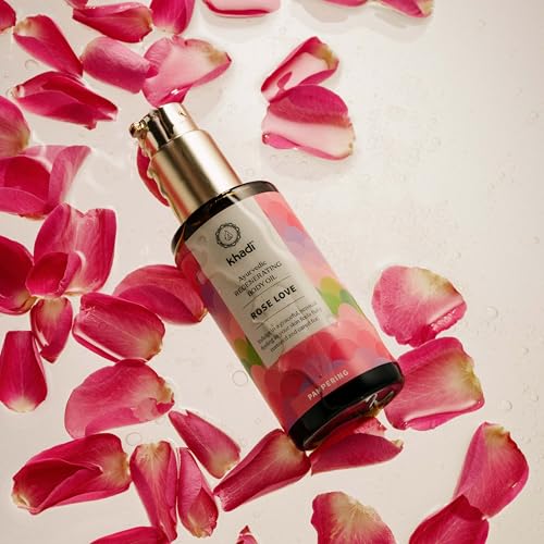 KHADI ROSE LOVE Ayurvedic Regenerating Body Oil - Luxurious beauty oil - pampering & regenerating - 100% plant-based & natural -3.38 fl oz