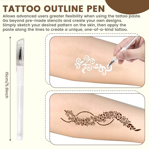 130 PCS Temporary Tattoo Kit with Stencils & 6 Tattoo Cones