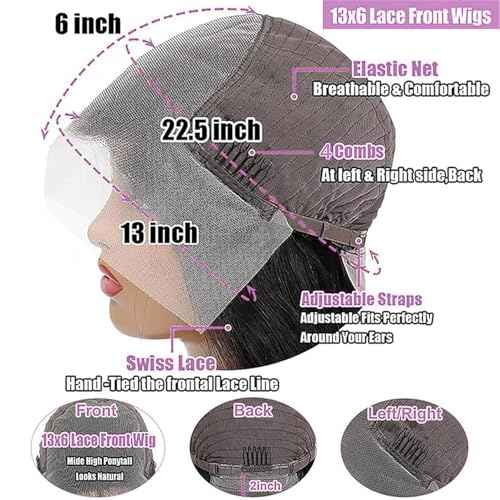 13x6 Body Wave Lace Front Wigs Human Hair Pre Plucked 28 inch 12A 210% Density Glueless HD Lace Frontal Human Hair Wigs with Baby Hair for Women