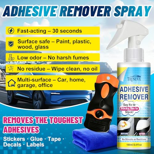 Car Adhesive Remover Spray - Safe for Paint, Glass & Metal