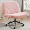 OLIXIS Criss-Cross Office Chair with Wheels - Pink Teddy