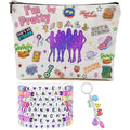 Cats Eye Makeup Bag Set with Bracelets and Keychain for Women & Girls