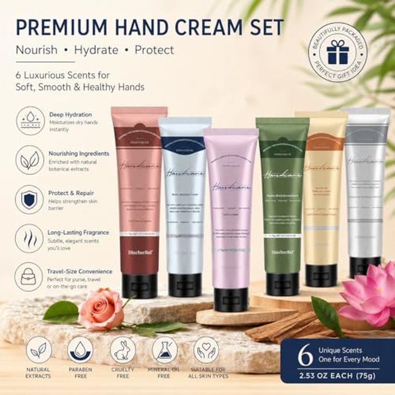 DincherBel Hand Cream Gift Set 6-Pack 2.33oz – Travel Size