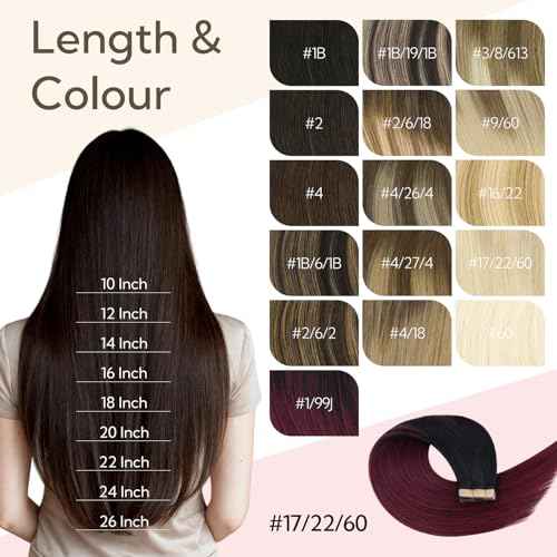 HOTBANANA Tape in Hair Extensions, 22 Inch Tape in Hair Extensions Human Hair 20pcs 50g Jet Black to Burgundy Tape ins Straight Remy Human Hair