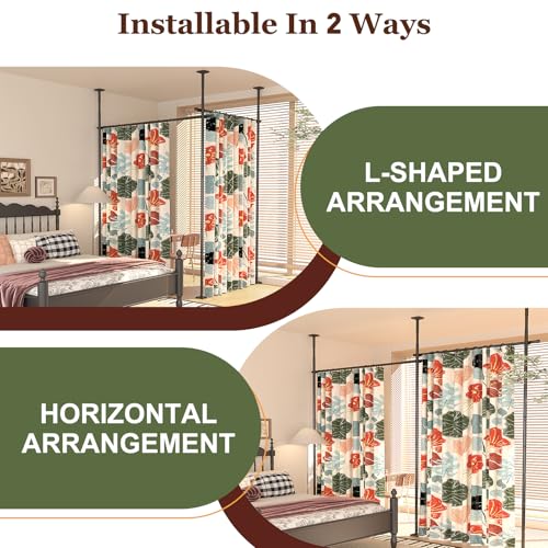 Adjustable Room Divider - No Drill Tension Curtain Rod, 4-10ft