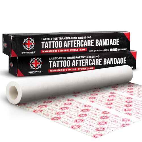 Tattoo Aftercare Bandage - 12" Wide x 3 yd - Veteran Owned - Waterproof Bandages - Tattoo Wrap - Tattoo Second Skin Cover - Large Tattoo Cover