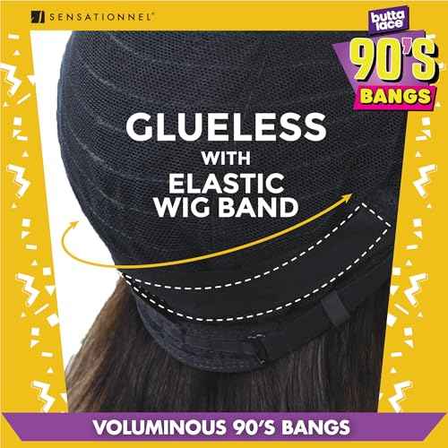 Sensationnel Butta Lace 90Sbangs Wigs - Unit 907 Glueless Wide Deep Part Synthetic Preplucked Hairline (GINGERCOPPER)