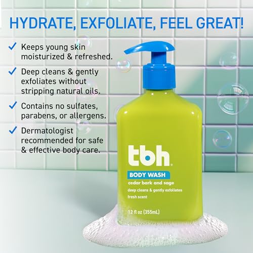 TBH Teen & Kids Body Wash - Body Wash for Sensitive or Dry Skin - Natural Ingredients Made for Tweens - Sulfate, Paraben Free - 12 oz