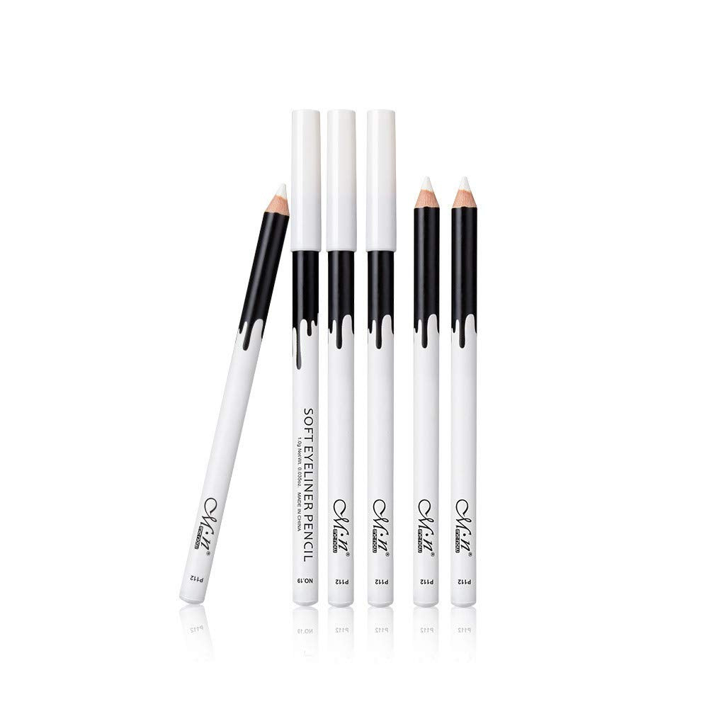 White Eyeliner Pencils Professional Use as Highlighter, Soft, Waterproof, Long-Lasting Eyeshadow, Eye Brightener, Beauty Makeup Tools (12pcs)