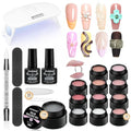 JEWHITENY 12 Colors Non-Sticky Solid Builder Gel Kit with Mini UV Lamp