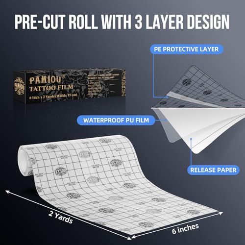 Tattoo Aftercare Film Patch - 6" x 2 Yards, Waterproof & Breathable