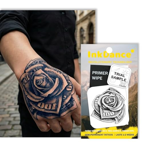 Money Rose Semi-Permanent Tattoo | Waterproof 1-2 Week Wear