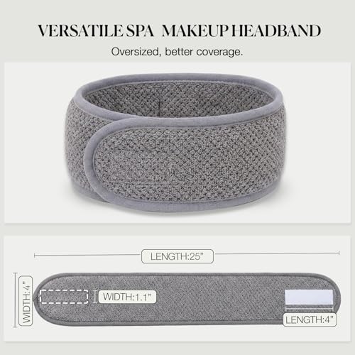 4-Pack Spa Headband with Adjustable Magic Tape, Terry Cloth