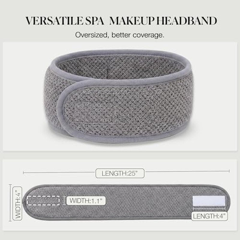 4-Pack Adjustable Terry Cloth Spa Headbands for Women