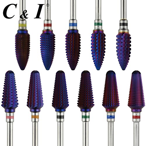 C & I TAPERED TORNADO & TEXAS TORNADO Nail Drill Bit for Nail Drill Machine, Purple Coated (Tapered Tornado, XC)