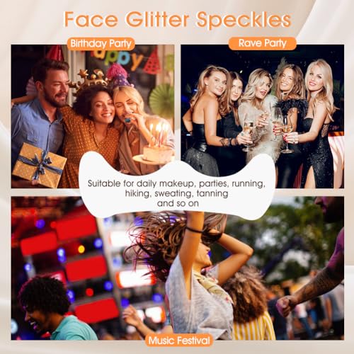 Face Glitter Freckles, Glow Up Makeup Patches for Face, 10pcs Gold Sparkle Freckles, Face Glitter Makeup Speckles, Glitter Makeup Accessories for Women, Faux Glitter Freckles Face Tattoo (Golden Star)