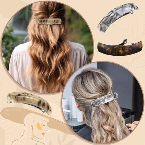 WILLBOND 6 Pcs Hair Barrettes for Women Large Barrettes Hair French Clips Pin Retro Clasp for Mom Gifts Women Accessories, 6 Colors (Dark,Elegant)