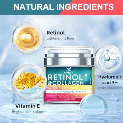 Retinol & Collagen Face Cream ? Anti-Aging Moisturizer for Wrinkles & Fine Lines | Hyaluronic Acid & Peptides | Hydrates & Restores Skin Elasticity