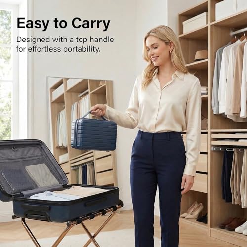 Travel Makeup Bag with Compartments, Foldable Cosmetic Organizer