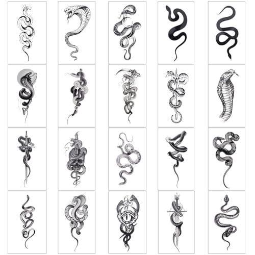 Snake Temporary Tattoos, 20 Sheets Waterproof Stickers