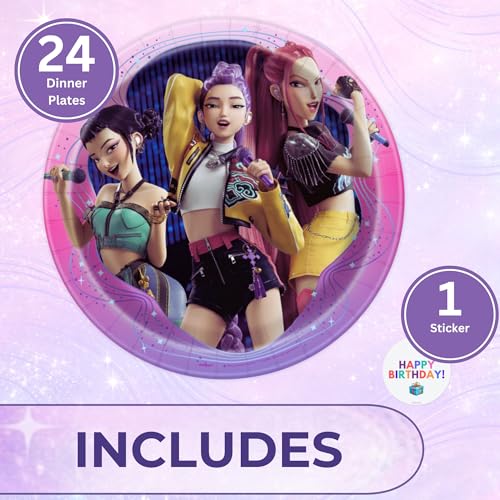 KPop Demon Hunters 9" Paper Dinner Plates, 24 Pack