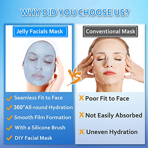 Jelly Mask Powder for Facials,Hyalorunic Acid Moisturizing Jelly Face Mask,Tea Tree Jelly Face Mask,Face Masks with Double-ended Silicone Brush, 23 Fl Oz