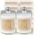 RIKWOG Natural Bamboo Cotton Swabs 1200 Pack with 2 Clear Storage Jars