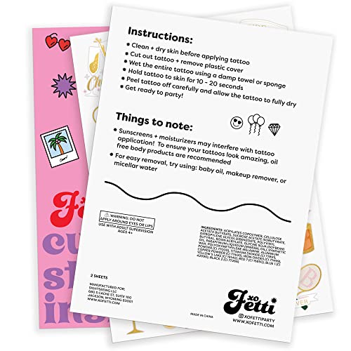 xo, Fetti Bachelorette Party Temporary Tattoos - 48 Gold Foil Designs