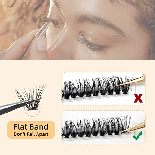 QUEWEL Cluster Lashes 240Pcs 40D 0.07D Mix 8-14mm DIY