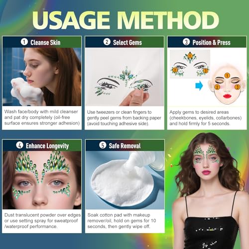 Mermaid Face Gems 3-Pack - Rhinestone Eye Jewels Stickers