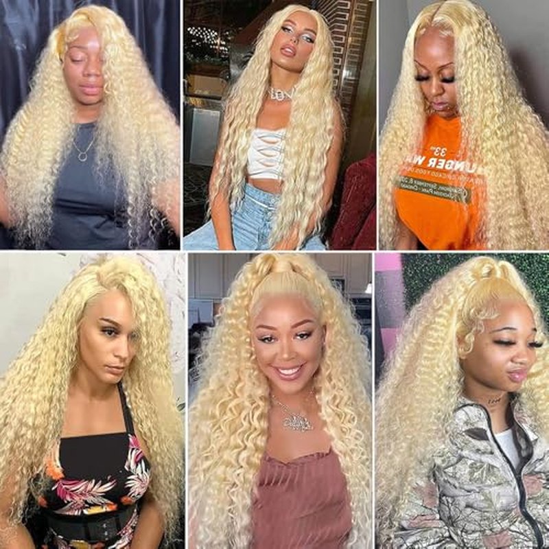 613 Blonde Water Wave Human Hair Bundles - 3 Pack, 14-18 Inch