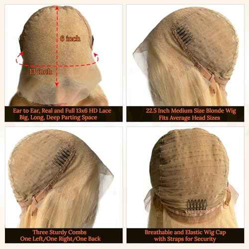 613 Blonde HD Bob Lace Front Wigs - Human Hair, 12 Inch Pre Plucked, Glueless