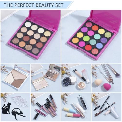 Moobirlet Makeup Gift Set for Girls Teens & Women, C01612 - Eyeshadow, Lip Gloss, Brushes, Travel Kit