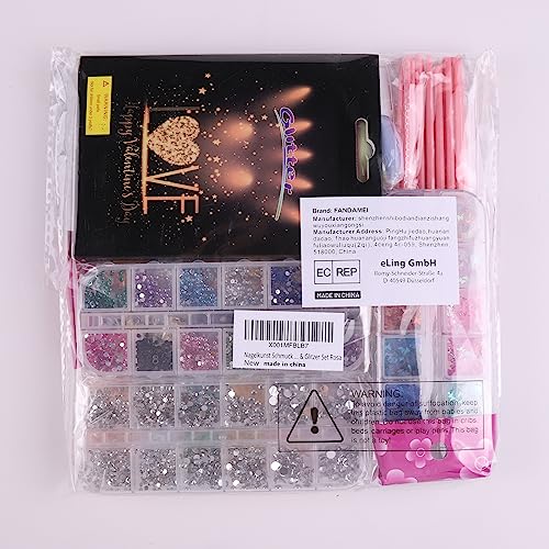 FANDAMEI Nail Art Kit, Nail Design Tools Kit with Nail Art Brushes, Nail Dotting Tools,Fine Glitter,Nail Butterfly, Nail Heart Glitter Sequins, Nail Foil Flakes, Nail Art Rhinestones, Nail Dust Brush