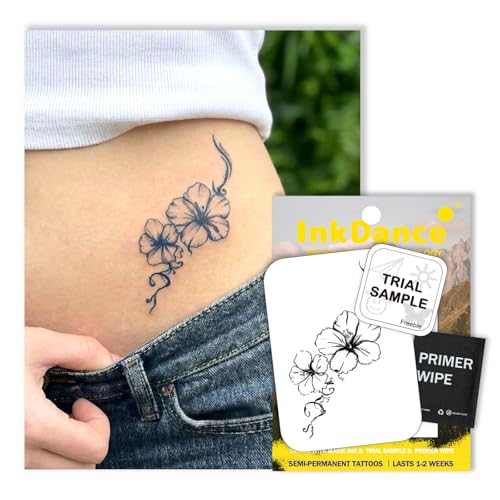 InkDance Hibiscus Temporary Tattoo - 1-2 Week Waterproof