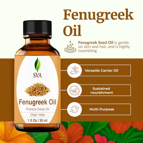 SVA Fenugreek Seed Carrier Oil - 1 Fl Oz (30 ml) with Dropper, Skin & Hair Care