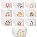 Coume 30 Pcs Inspirational Canvas Makeup Bags Bulk for Women Back to School Appreciation Gift Motivational Cosmetic Bags with Zipper Boho Makeup Pouch for Students Nurse Coworker Office(Rainbow)