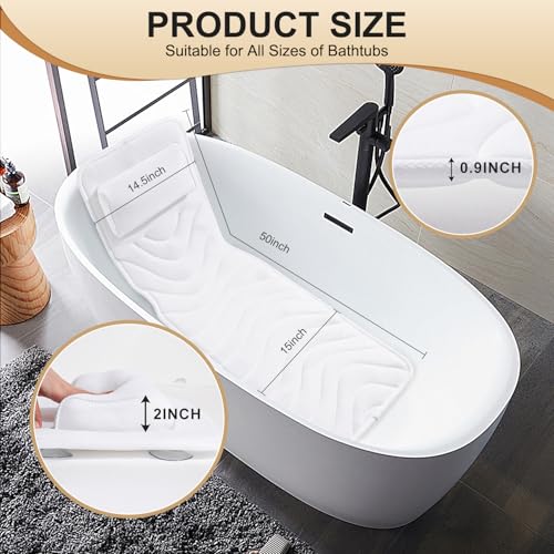 Full Body Bath Pillow with 3D Mesh & Suction Cups - 50x15"