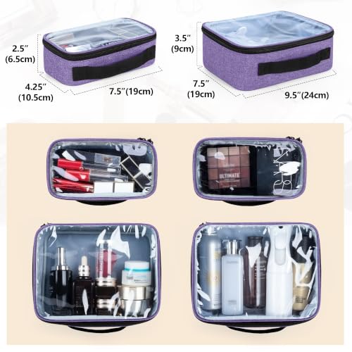 BAFASO Makeup Bag with 4 Removable Pouches, Purple