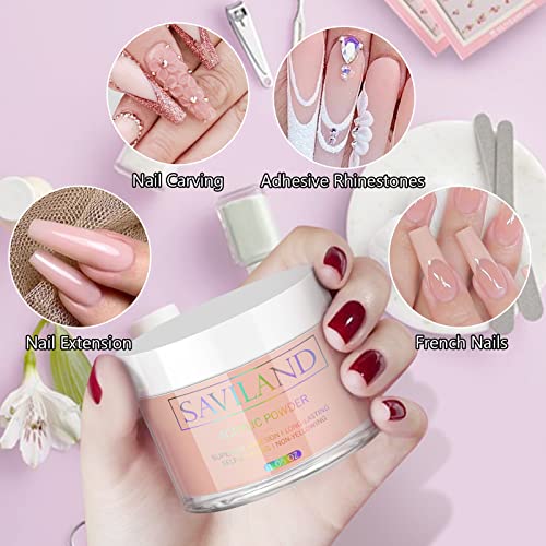 SAVILAND Kolinsky Nail Brush Set 6/10/14 with Cleaner & 30g Nude Acrylic Powder