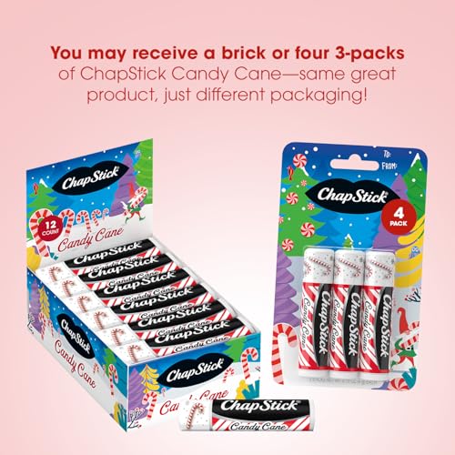 ChapStick Bulk Lip Balm, Candy Cane Packs (12 Sticks) ? Fresh & Minty Lip Moisturizer, Stocking Stuffer, 0.15 Oz Ea (Pack of 2)