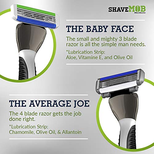 ShaveMOB 6-Blade Men's Razor Kit (Flex Head Handle with 4 Refills) (No Trimmer) - The Caveman Shaving Kit
