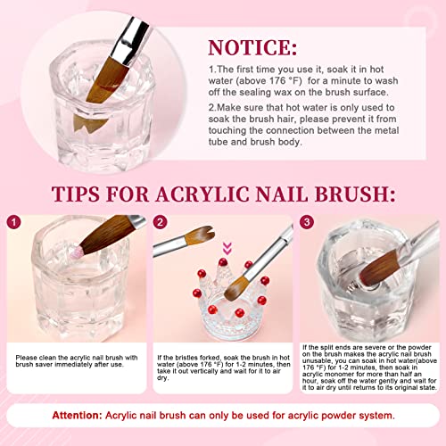 Pink SAVILAND 4-Piece Kolinsky Acrylic Nail Brush Set Sizes 8/10/12/14
