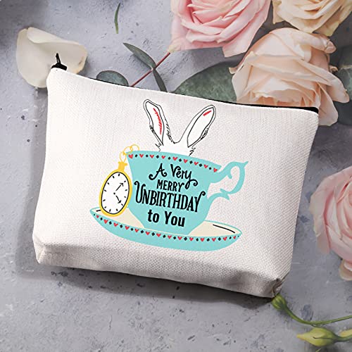 BDPWSS Princess Makeup Bag A Very Merry Unbirthday To You Zipper Pouch For Fairy Tales Wonderland Flowers Gift